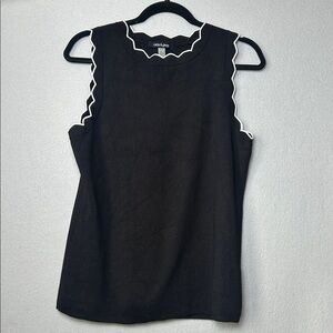 Cable & Gauge Scalloped Sleeveless Top Classic Minimalist quiet luxury Sz L